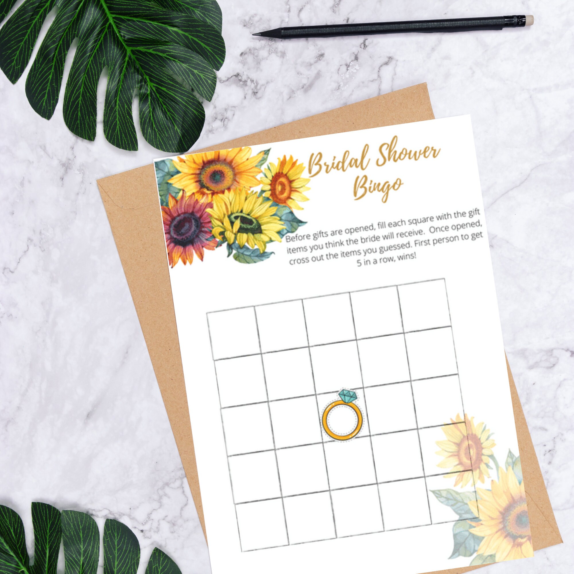 Sunflower Bridal Shower Games Printable Bridal Bingo Game Floral Bridal Shower Games Instant