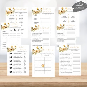 Bee Bridal Shower Game Bundle | Bee Theme Bridal Shower Games | Floral Bridal Shower Games | 9 Bridal Games Pack