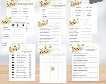 Bee Bridal Shower Game Bundle | Bee Theme Bridal Shower Games | Floral Bridal Shower Games | 9 Bridal Games Pack