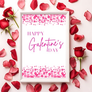 Happy Galentine&#39;s Day Party Sign | Galentines Party | Valentines Day Party | Galentines Day Decor | Valentine&#39;s Printable | Heart Sign