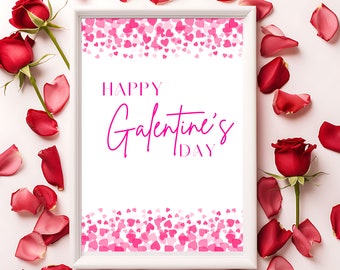 Happy Galentine's Day Party Sign | Galentines Party | Valentines Day Party | Galentines Day Decor | Valentine's Printable | Heart Sign