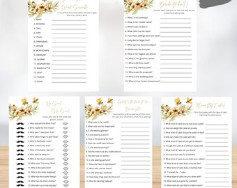 Bee Bridal Shower Game Bundle | Bee Theme Bridal Shower Games | Floral Bridal Shower Games | 5 Bridal Games Pack