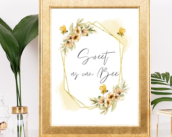 Treat Table Shower Sign | Sweet as can Bee | Bee Theme Bridal Shower Sign | Floral Bridal Shower Signs | Wedding Sign | Instant Download