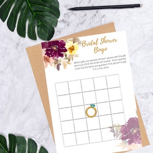 Herbst Blumen Brautparty Spiele zum Ausdrucken | Braut Bingo Shower Spiel | Herbst Blumen Brautparty Spiele | Sofort Download
