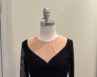 Black long sleeve figure skating dress - Adult M