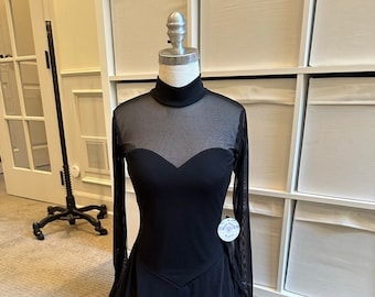 Black long sleeve ice dance dress - Adult XS