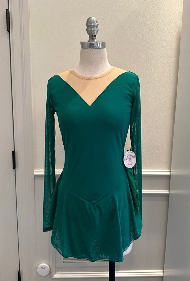 emerald green figure skating dress Jerry's Ready to Ship Emerald #200 Beaded Skating Dress