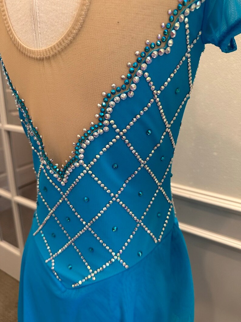 Turquoise Figure Skating Dress With Crystals Adult XS Etsy