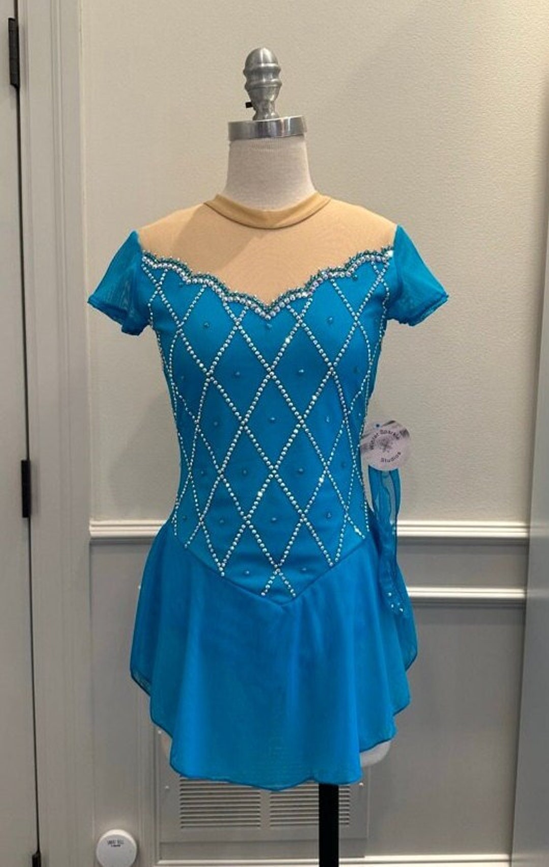Turquoise Figure Skating Dress With CrystalsXS Etsy Turquoise Figure Skating Dress With CrystalsXS Etsy