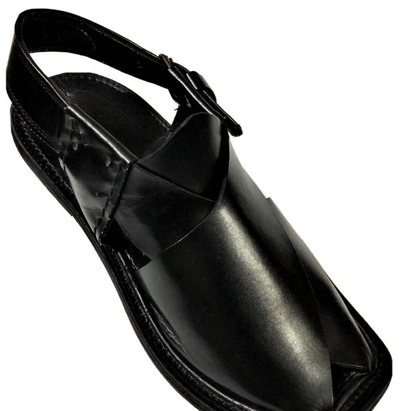 Men's New Stylish Peshawari Leather Hand Made Chappal/Sandal/Flip Flop With Special Tyre Sole Black/Brown/Dark Brown Colors