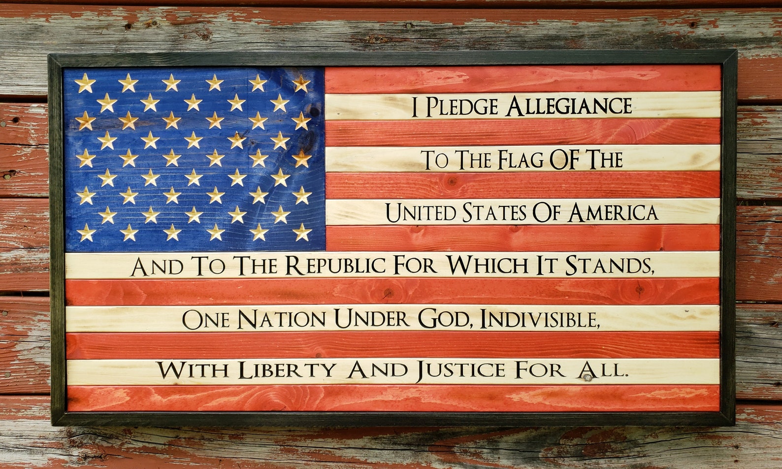 Pledge of Allegiance Flag Wooden Flag Framed American Flag Etsy