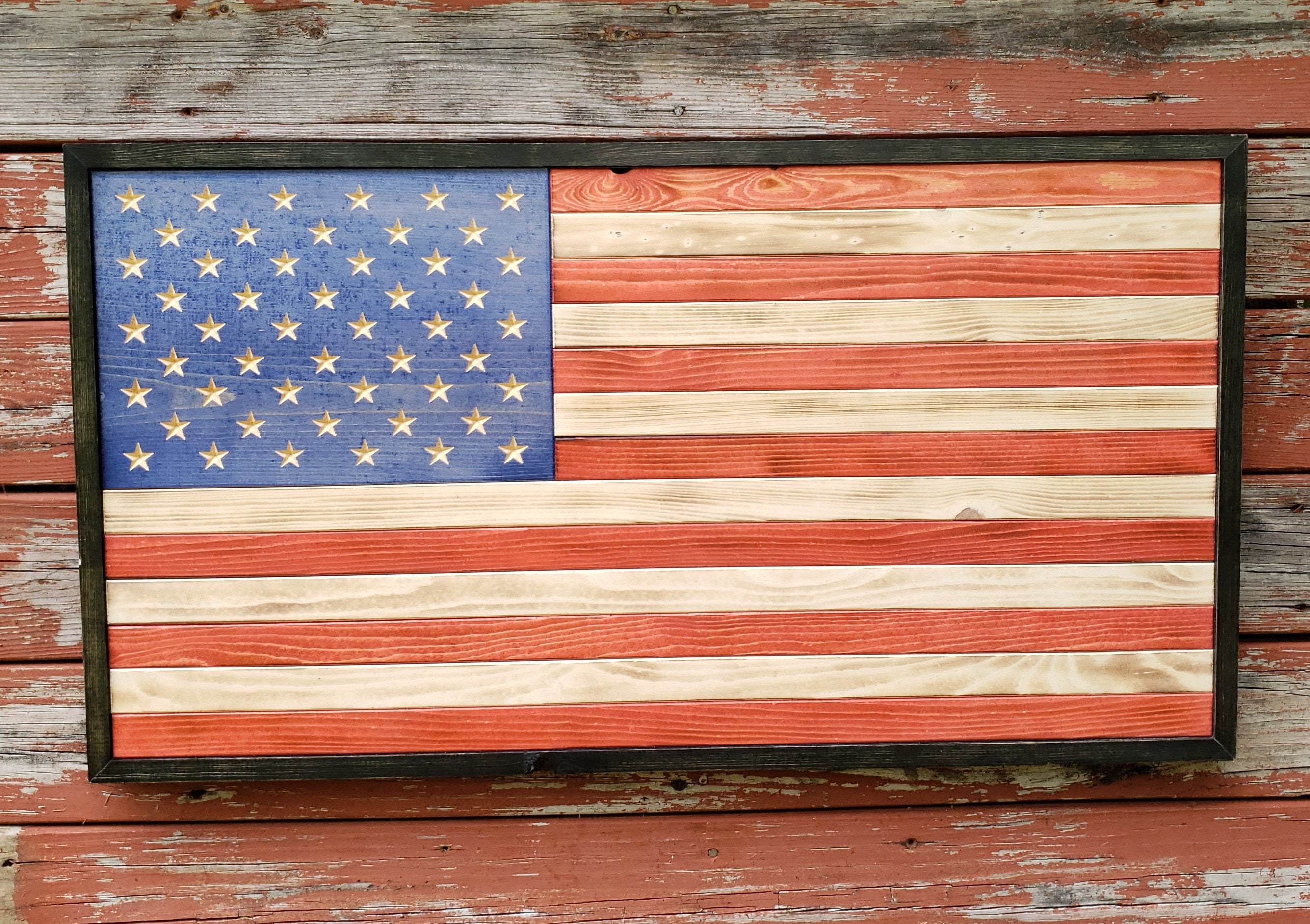 American Flag Wood American Flag Framed American Flag Etsy