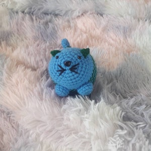 Blue and Green Cat Plush- Cute miniature kitty stuffed animal