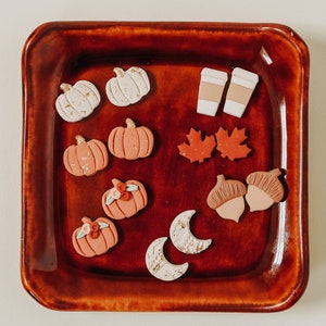THE BRIANNA COLLECTION | Fall Collection | Pumpkin Earrings | Handmade Earrings | Autumn Earrings | Acorn Earrings | Moon Earrings | Studs