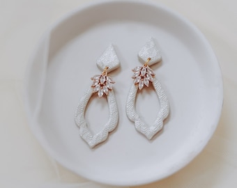 THE CRYSTAL | Handmade Polymer Clay Earrings | Bride Earrings | Statement Earrings | Wedding Statement Earrings | Bridal Earrings | Bridal