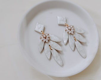 THE MICHELLE | Handmade Polymer Clay Earrings | Bride Earrings | Statement Earrings | Wedding Statement Earrings | Bridal Earrings | Bridal