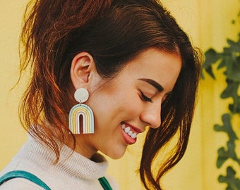 THE BAILEY | Rainbow Clay Earrings | Handmade Clay Earrings | Gift for Her | Pastel Clay Earrings | Boho Clay Earrings | Dangle Earrings