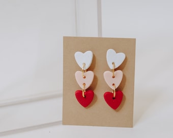 THE JULIET | Clay Earrings | Valentine's Day Clay Earrings | Heart Earrings | Lightweight Earrings | Handmade Earrings | Dangle Earrings |
