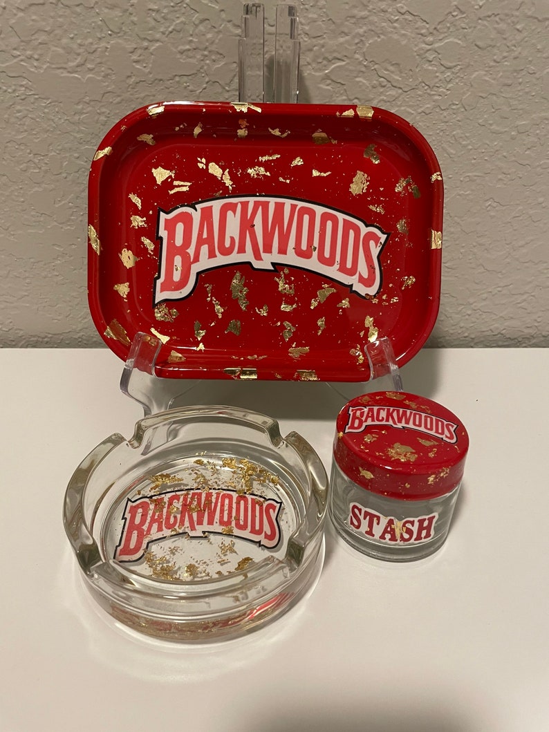 Backwoods Rolling Tray with Gold Leaves Rolling Tray Set Etsy