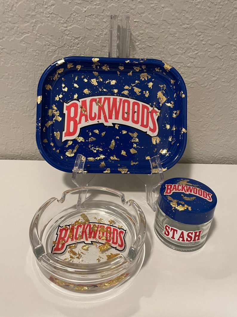 Backwoods Rolling Tray With Gold Leaves Rolling Tray Set Etsy UK