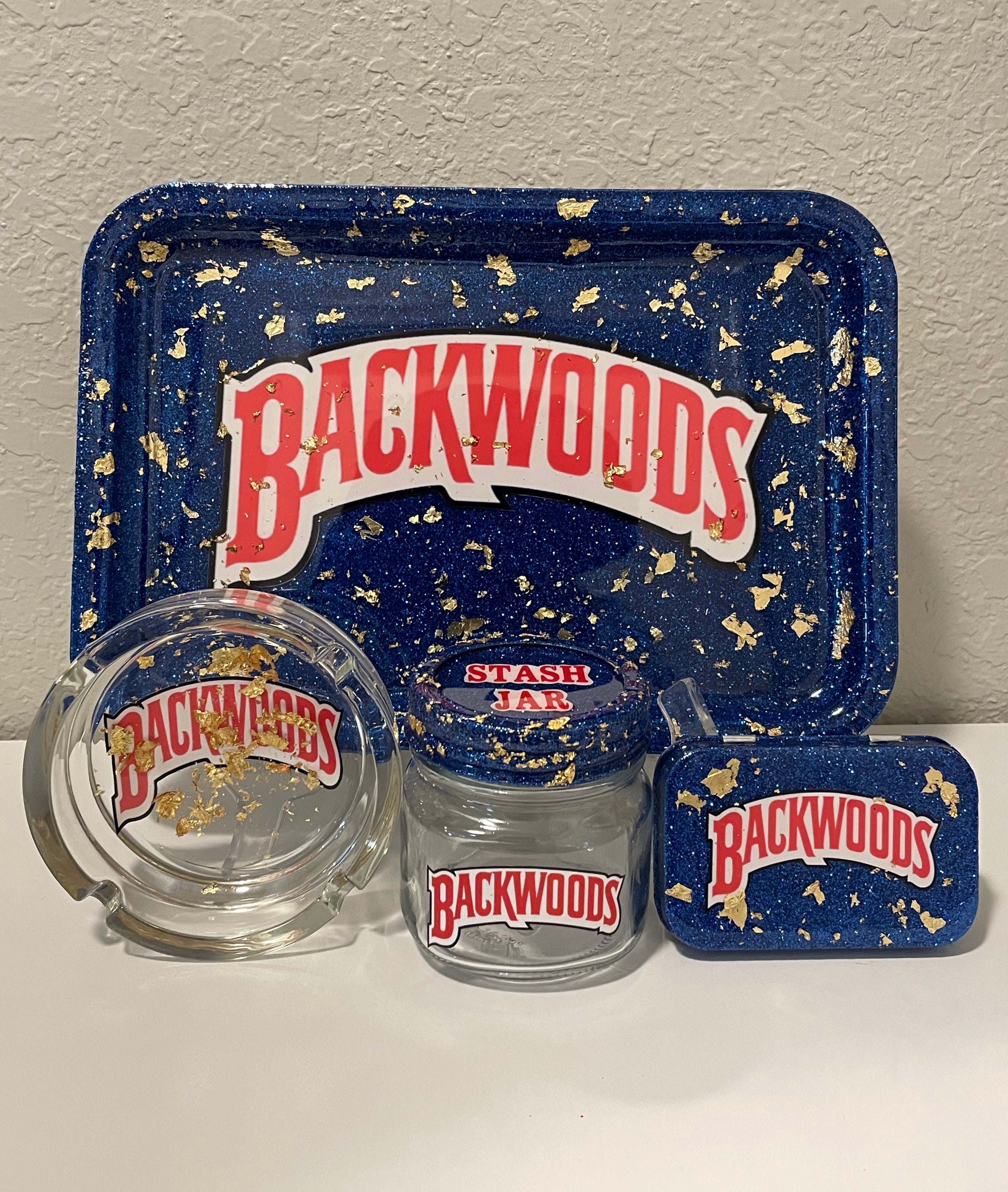 Backwoods Rolling Tray With Gold Leaves Rolling Tray Set Etsy UK