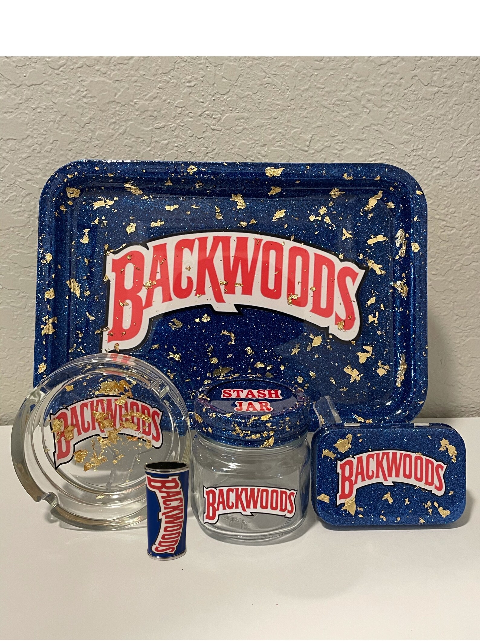 Backwoods Rolling Tray with Gold Leaves Rolling Tray Set Etsy