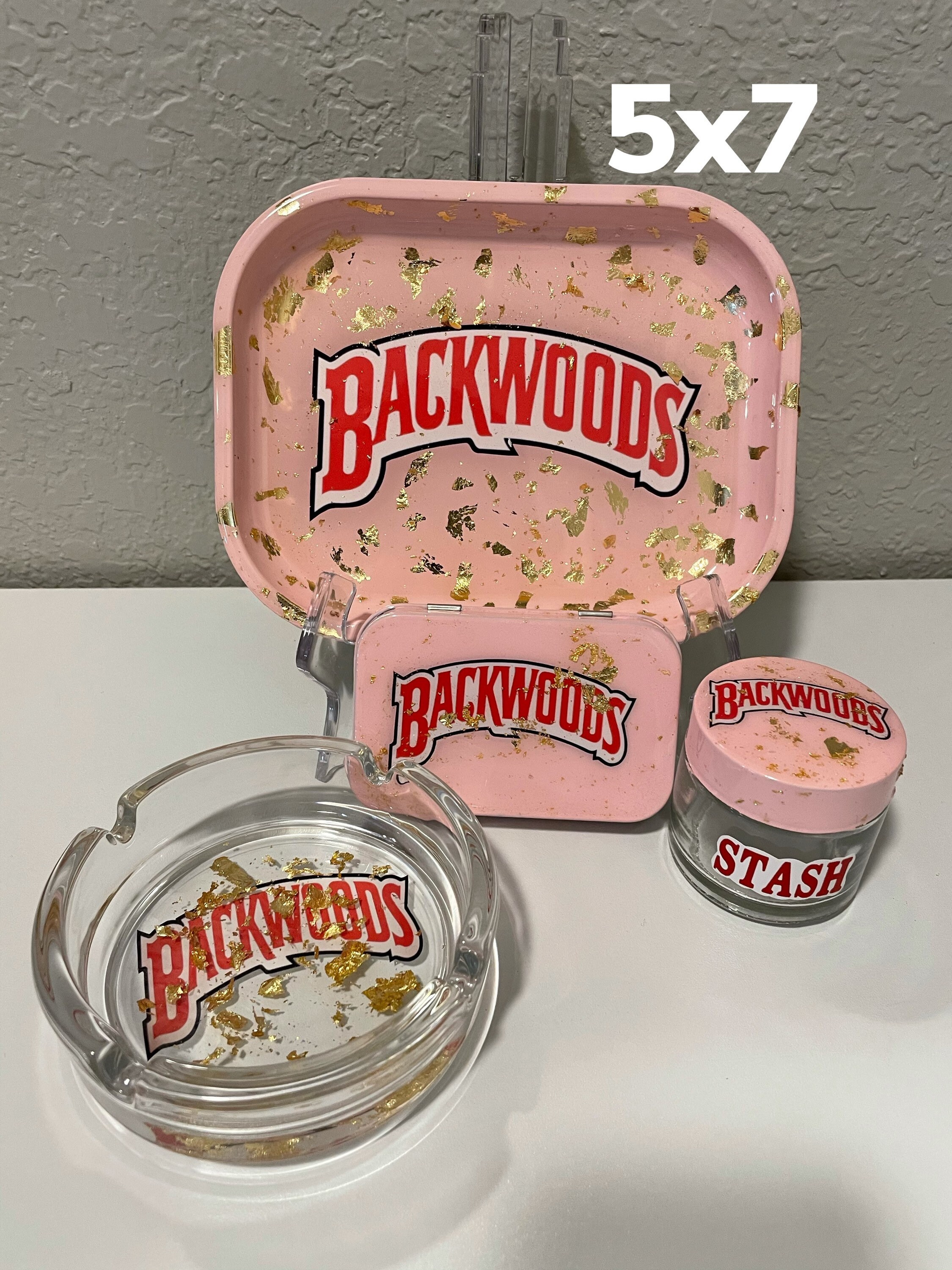 Backwoods Rolling Tray With Gold Leaves Rolling Tray Set Etsy UK