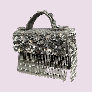 ZEHRA I Silver Clutch Bag I Bridal Handbag I Indian Potli Bag I Party Bag I Gifts for Bride I Handmade Wedding Day Bag I Wedding Gift