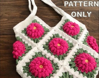 PATTERN ONLY - Crochet 3D Lotus Tote Bag