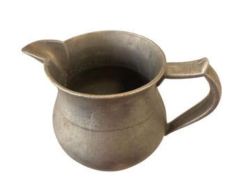 Vintage 1960s Pewter Pitcher Creamer Jug 6.5” Mid Century Tavern Style Rustic