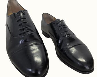 Nordstrom Mens Black Leather Oxford Shoes Size 13W Handmade in Italy Y2K