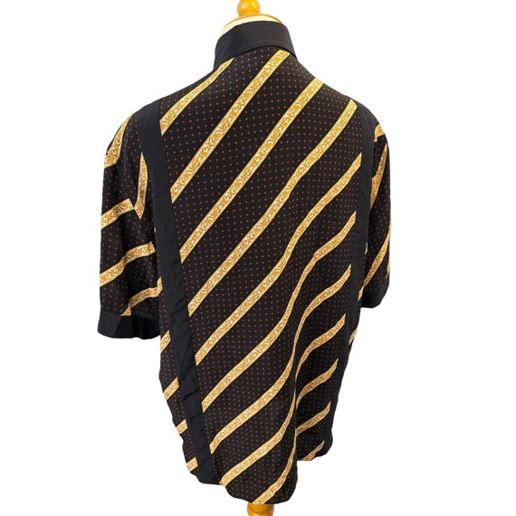 70s Cuzzens Silk Shirt Short Slv Collared Angled … - image 3