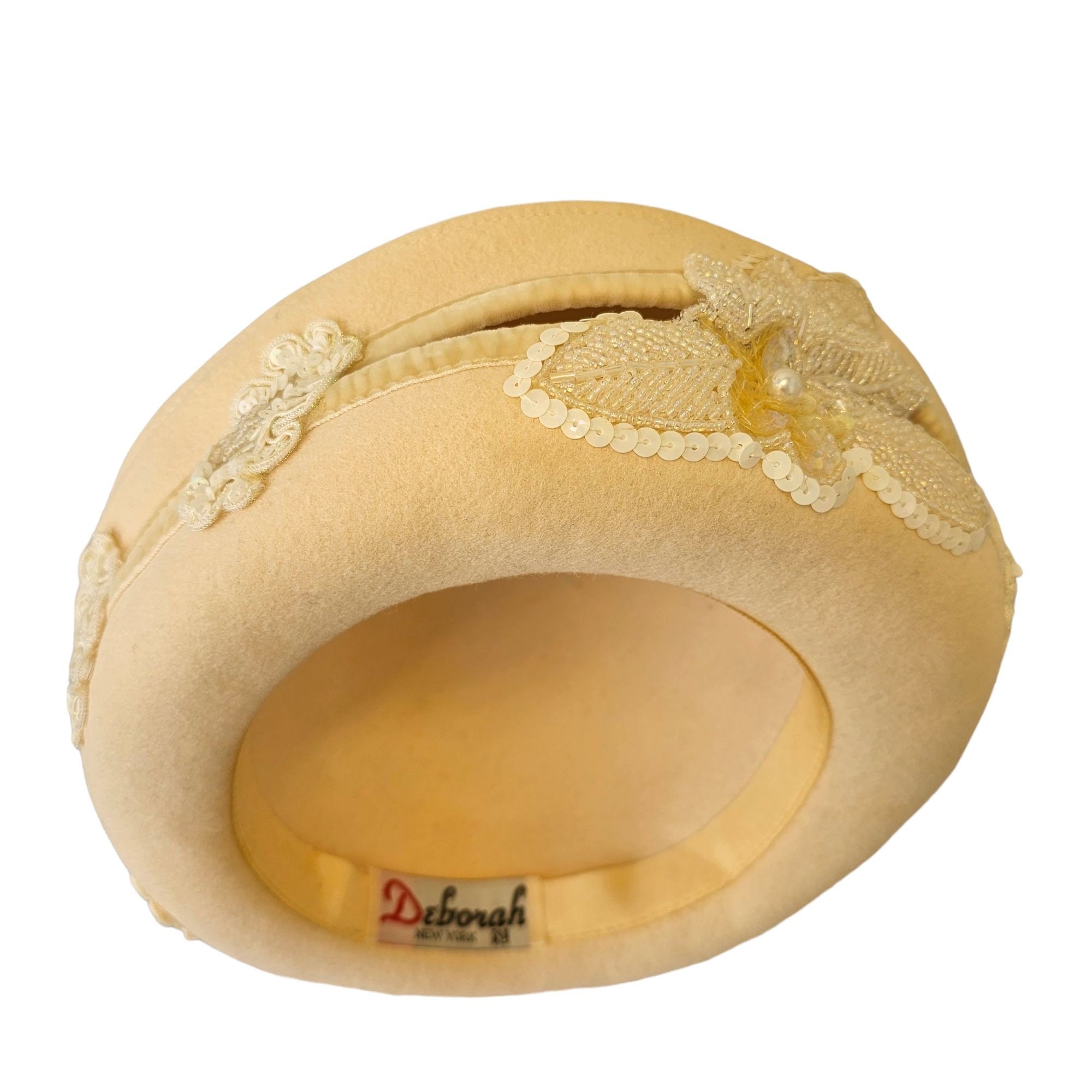 Deborah New York Vintage Ivory Wool Beaded Formal Hat New Old Stock Vintage Deborah New York Hat – Dovetail main image 3