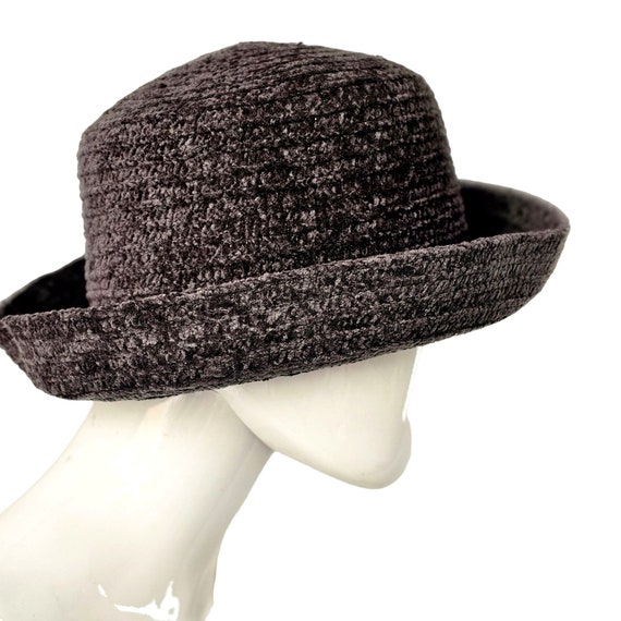 70s Betmar NY Bucket Hat Charcoal Gray Woven Poly… - image 4