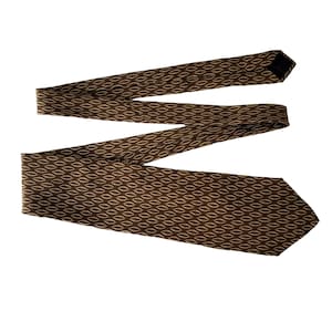 VTG Giorgio Armani Cravette Brown Silk Tie 4&quot; Wide Oval Geometric Pattern Mens