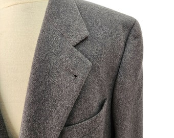 90s Bonney & Gordon Gray Cashmere 3 Btn Sport Coat Notch Lapel Ventless Mens 46L