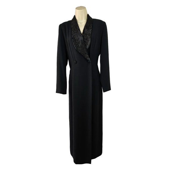 80s Kenar Double Breasted Maxi Coat Dress Beaded … - image 3