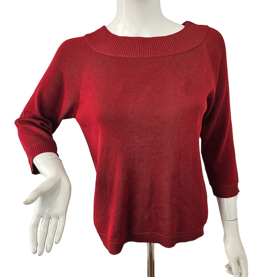 Joseph A Raspberry Red Silk Knit Sweater Womens XL