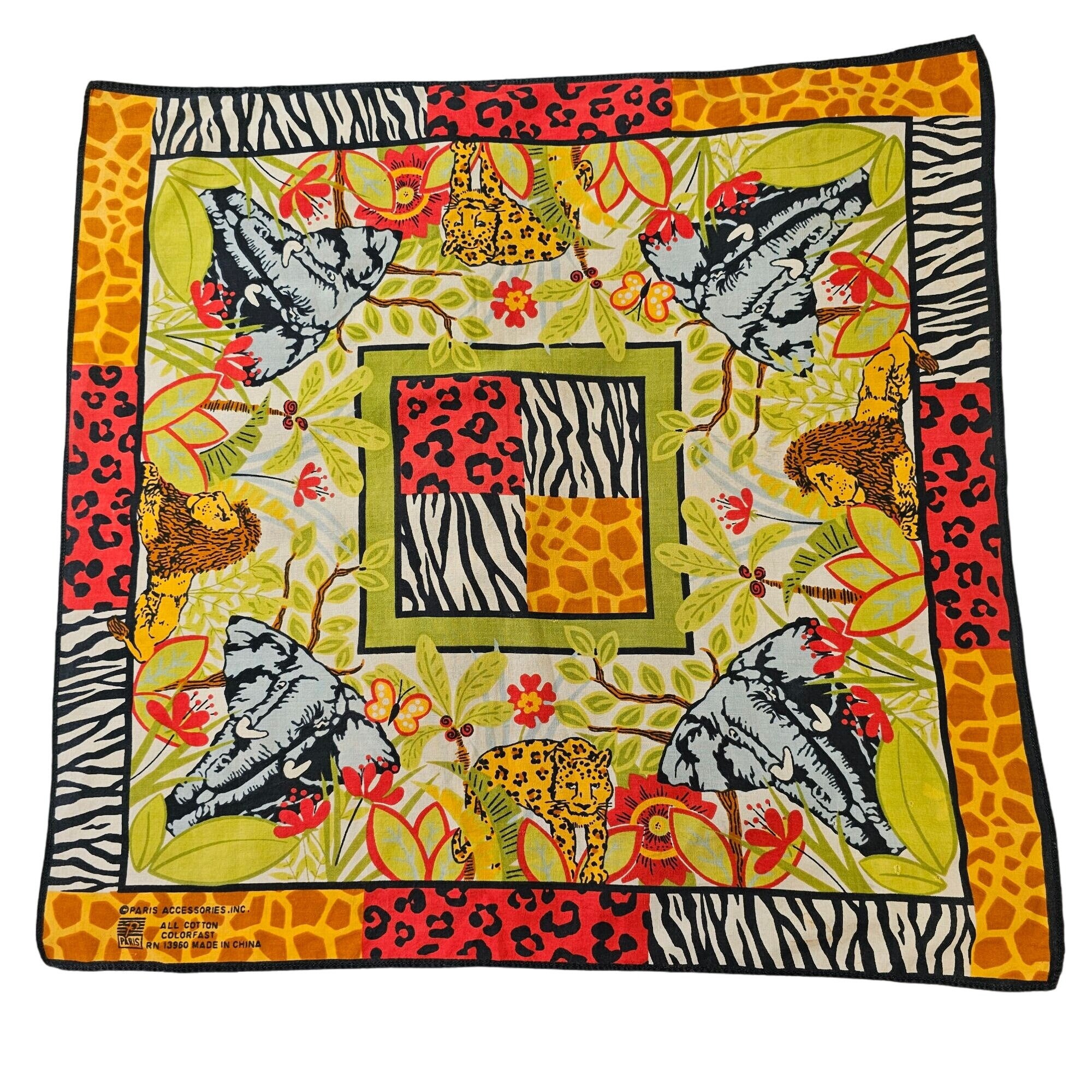 Paris Accessories Inc 1960s Square Cotton Scarf Multicolor Wild