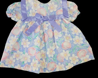 Vintage Floral Baby Girl Dress: 12 Mo Cotton Blend