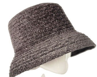 70s Betmar NY Bucket Hat Charcoal Gray Woven Poly Acrylic Blend Womens OS