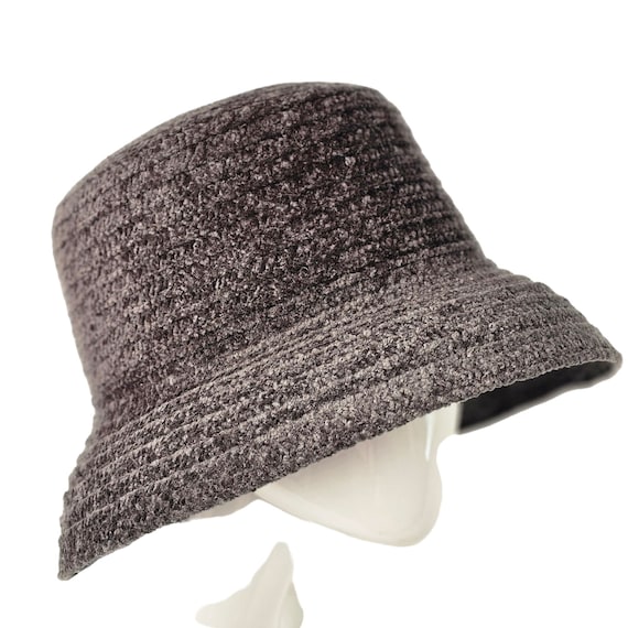 70s Betmar NY Bucket Hat Charcoal Gray Woven Poly… - image 1