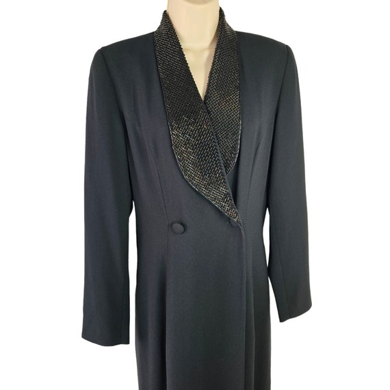 80s Kenar Double Breasted Maxi Coat Dress Beaded … - image 8