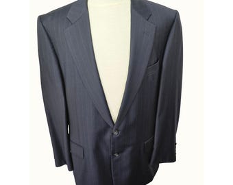 Hickey Freeman Nordstrom Blazer 44 L - Manteau de sport en toile de laine à fines rayures bleu marine USA
