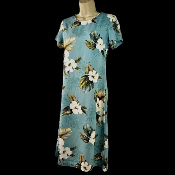 80s/90s Aloha Moi Hawaiian Dress A-Line Short slee