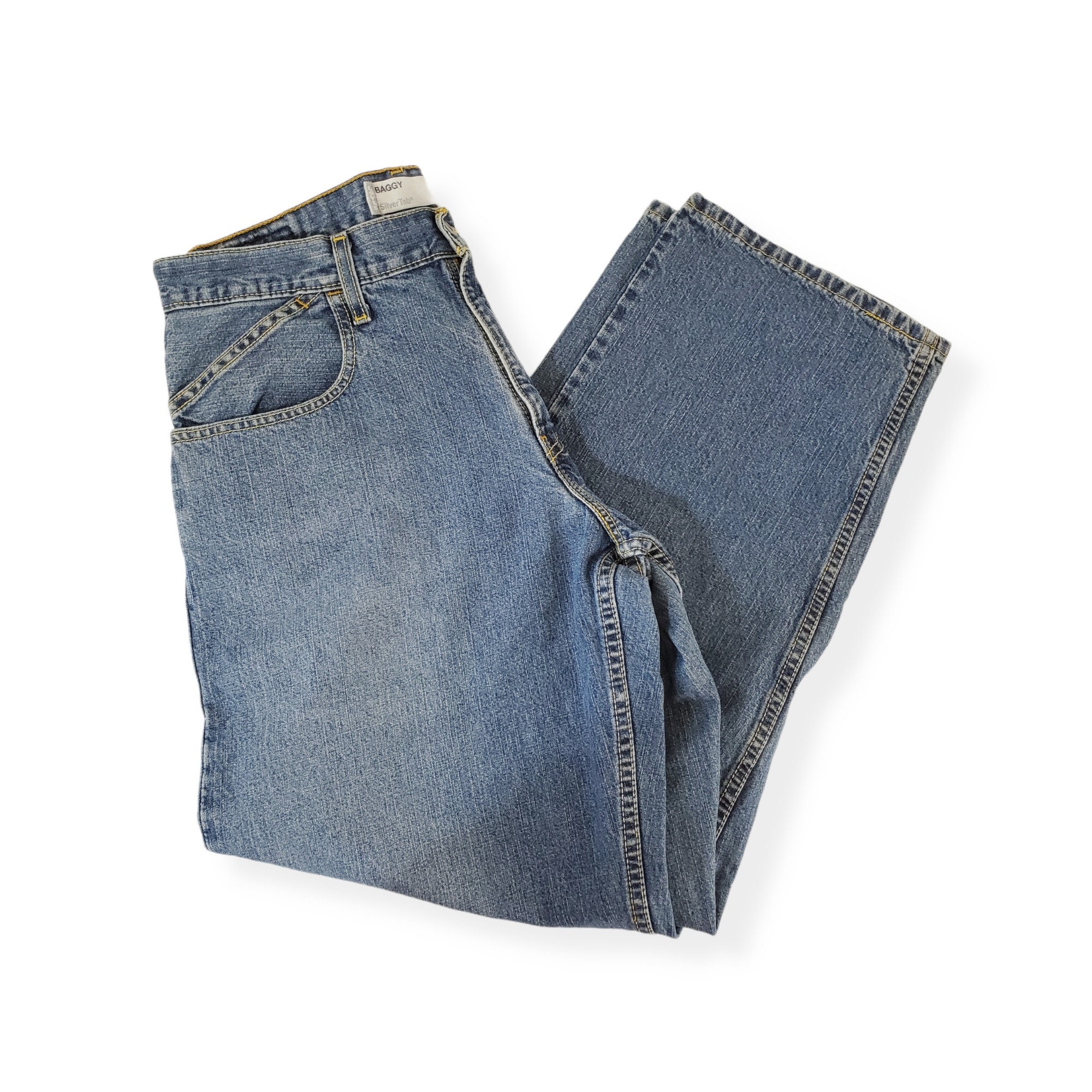 90's Levis Baggy Silver Tab Jeans 31/30 Med Wash Denim | Etsy