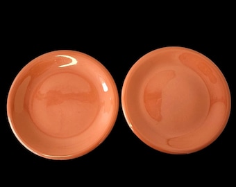 60s - 70s 2 Mervyns Steingut Japan Speiseteller 30cm Peach Lachs Keramik