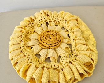 Handmade Crochet Toilet Seat Cover Decorative Yellow Flower Commode Lid Cover