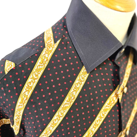 70s Cuzzens Silk Shirt Short Slv Collared Angled … - image 8