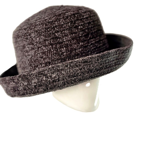 70s Betmar NY Bucket Hat Charcoal Gray Woven Poly… - image 2